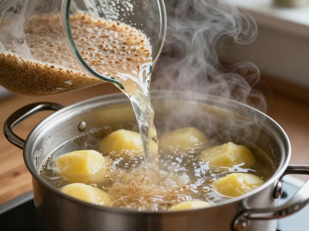 Dodawanie zakwasu do wywaru z ziemniakami