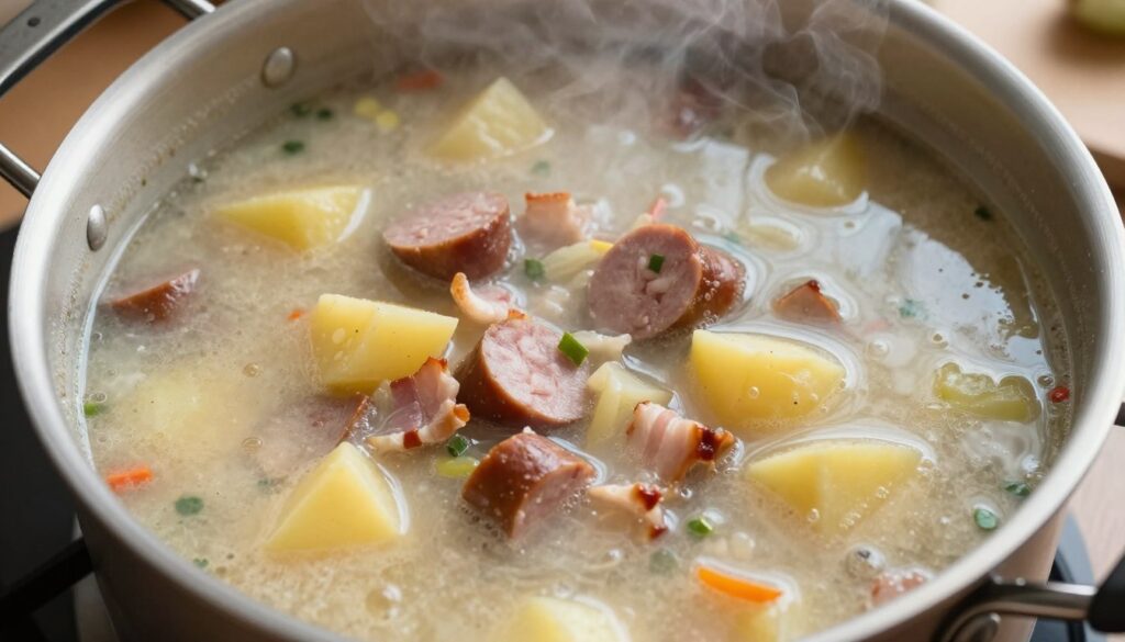 Gotowy żur śląski w garnku