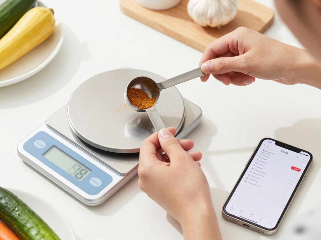 Osoba mierząca składniki do ketogenicznego curry