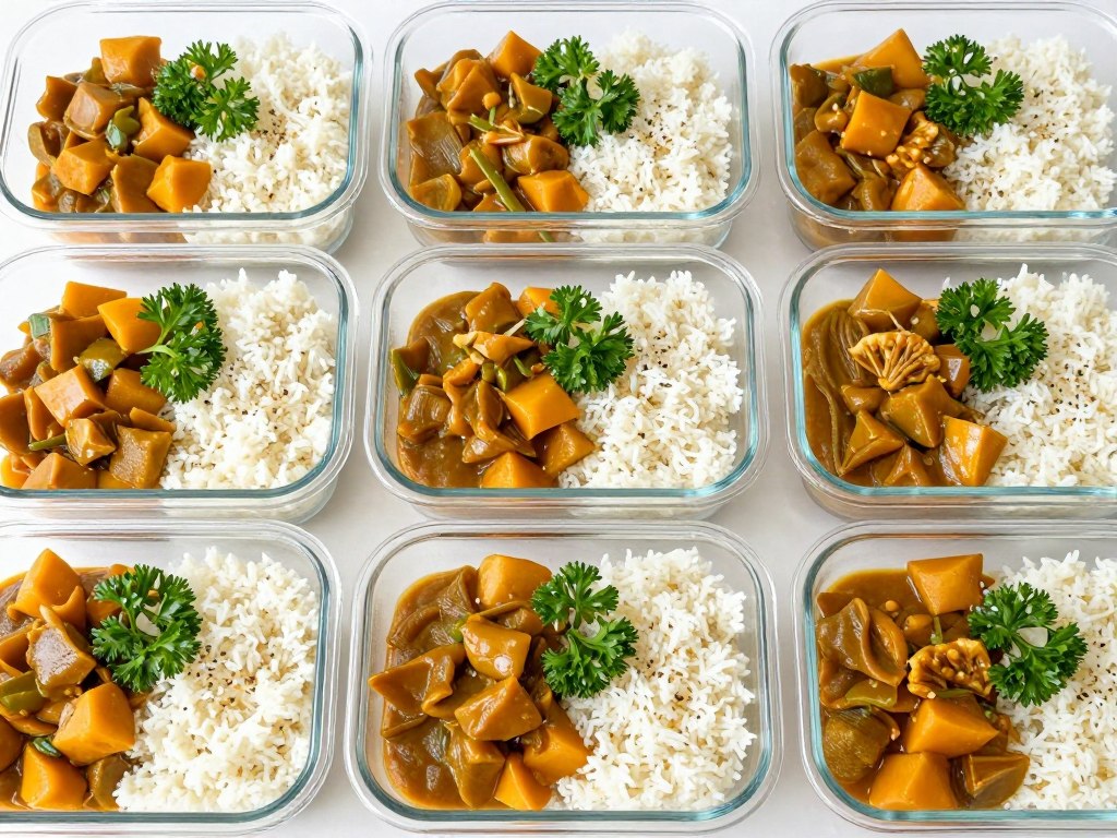 Pojemniki z przygotowanym ketogenicznym curry na kilka dni