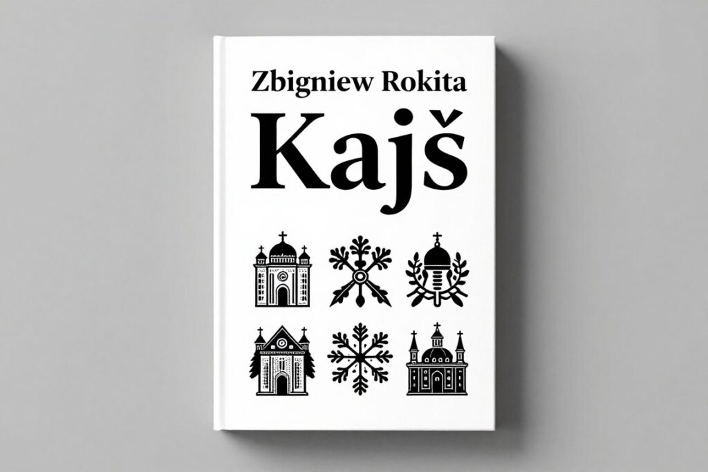 Okładka książki Kajś Zbigniewa Rokity z charakterystycznym designem